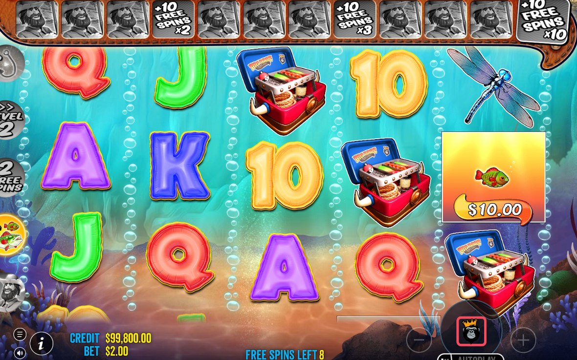 Free Spins med fiskaren som WILD på alla hjul